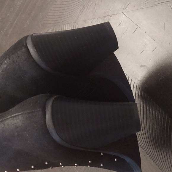 MIA Black Studded Textile Upper Sz 8.5 Ankle Boots Stacked Heel - Picture 6 of 11